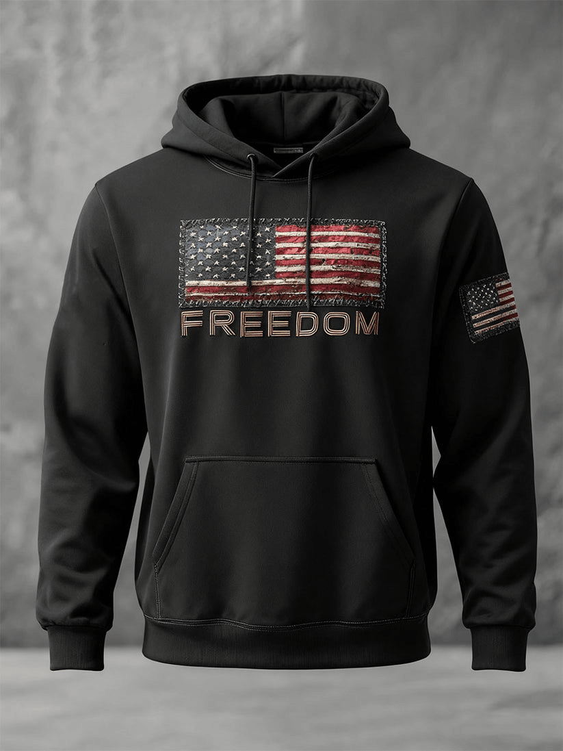 Men's Freedom Printed Casual Hoodie Charlie Kirk Freedom Hoodie Patriotic Gift for Men