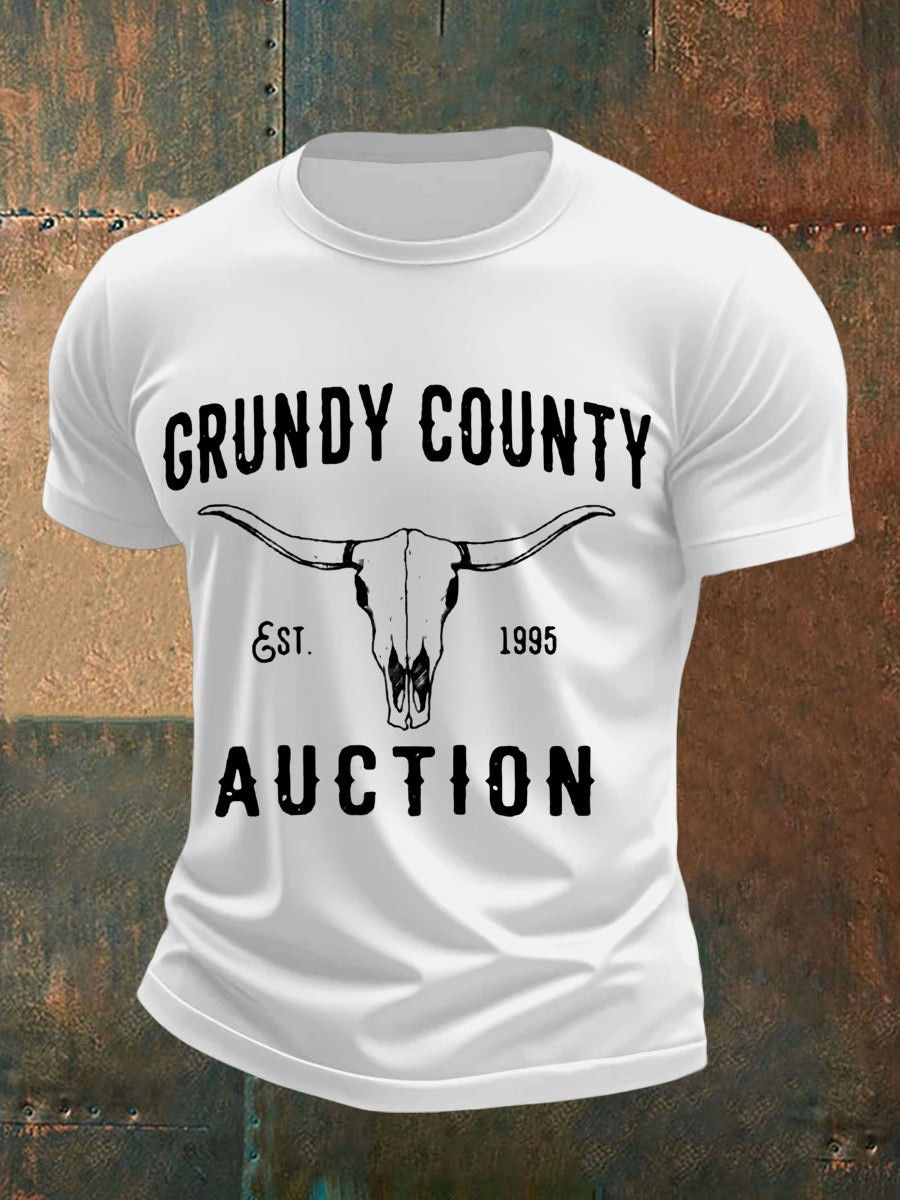 Men's Grundy Country Est 1995 Auction Music T-Shirt Music Related Gifts For Guys