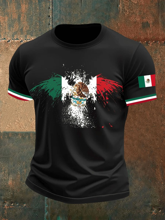 Men's Independence Day Mexican Flag Print T-Shirt Gifts For Dad