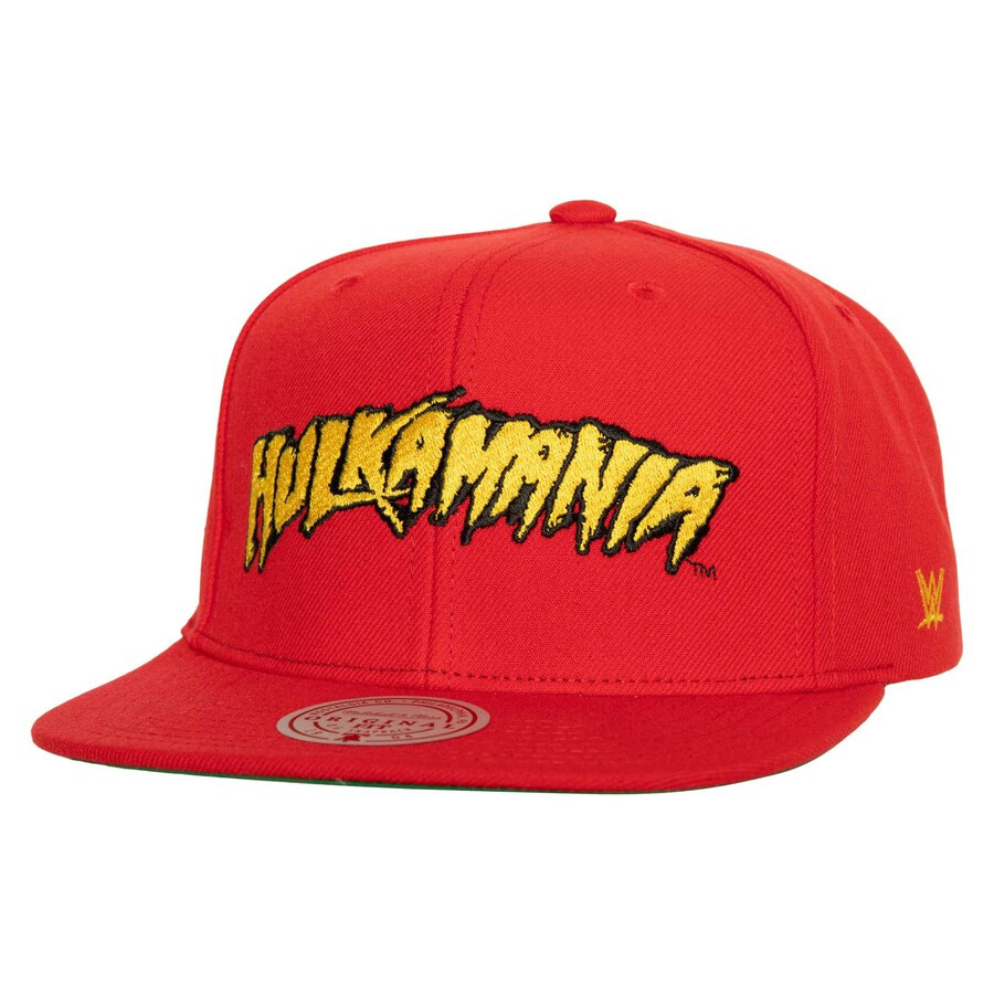 Men's Mitchell & Ness Red Hulk Hogan Hulkamania Snapback Hat Hero Forever Fan Gift