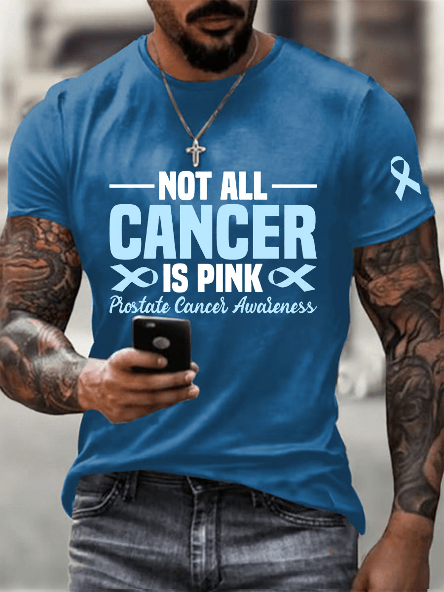Mens Prostate Cancer Awareness Print Casual T-Shirt Gifts For People With Cancer