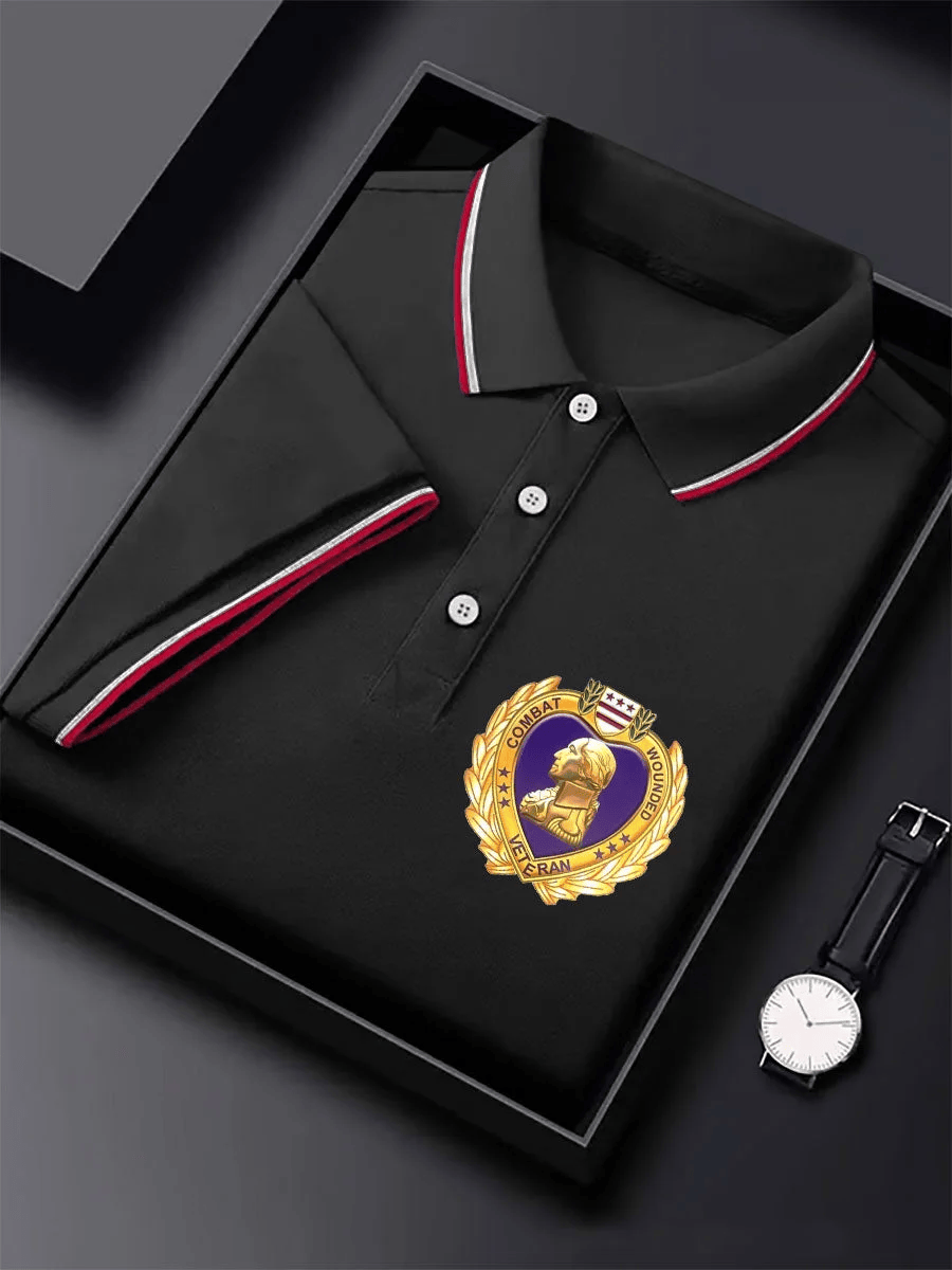 Men's Purple Heart Veteran Polo Shirt Mens Gift for Veterans Dad