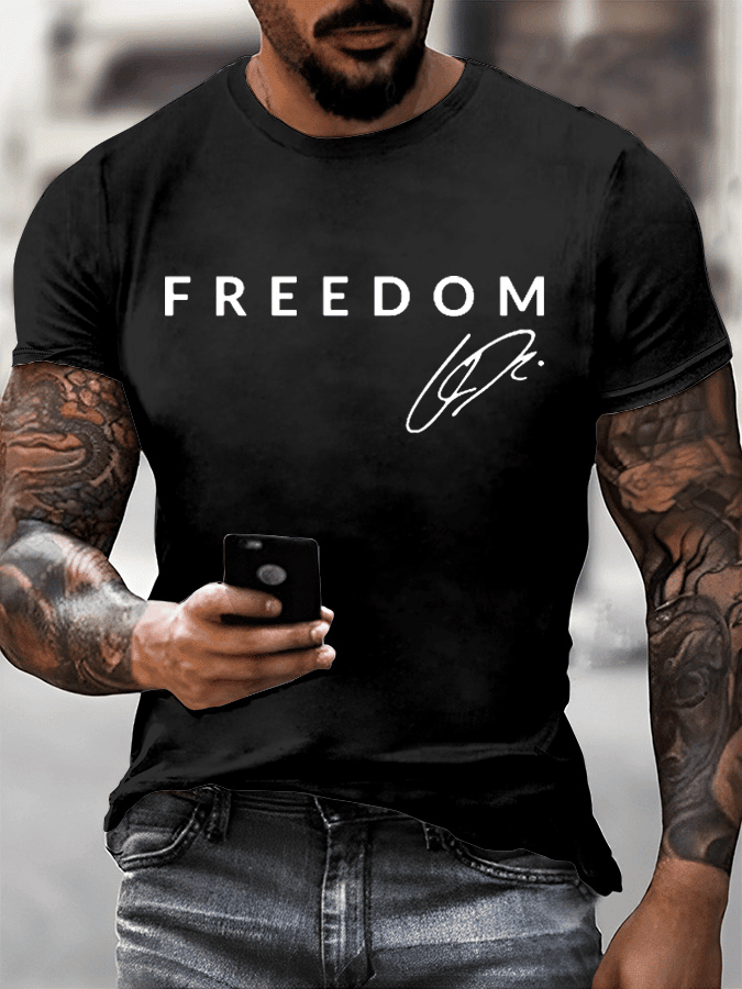 Men's Red Freedom Shirt Charlie Kirk Signature T-Shirt TPUSA Charlie Kirk Merch Memorial Gifts for Husband