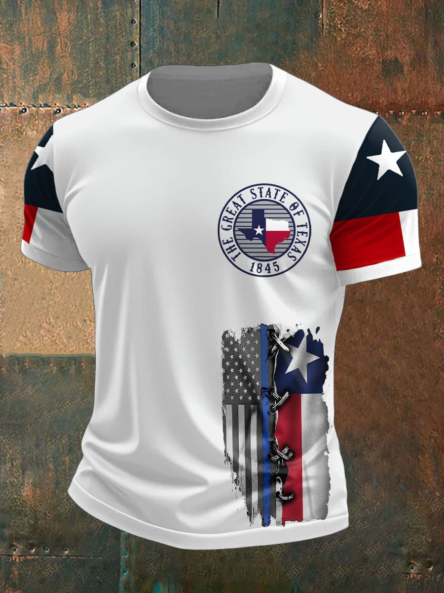 Men's Texas Flag Printed T-shirt Gift For Texans and American