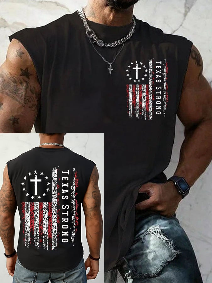 Men's Texas Strong USA Flag Tank Top Patriotic Clothing Gifts For Texans