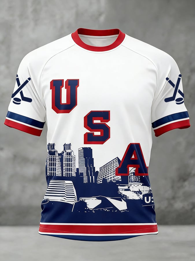 Men's USA Ice Hockey Print T-Shirt GameDay Apparel Gifts For Hockey Lovers