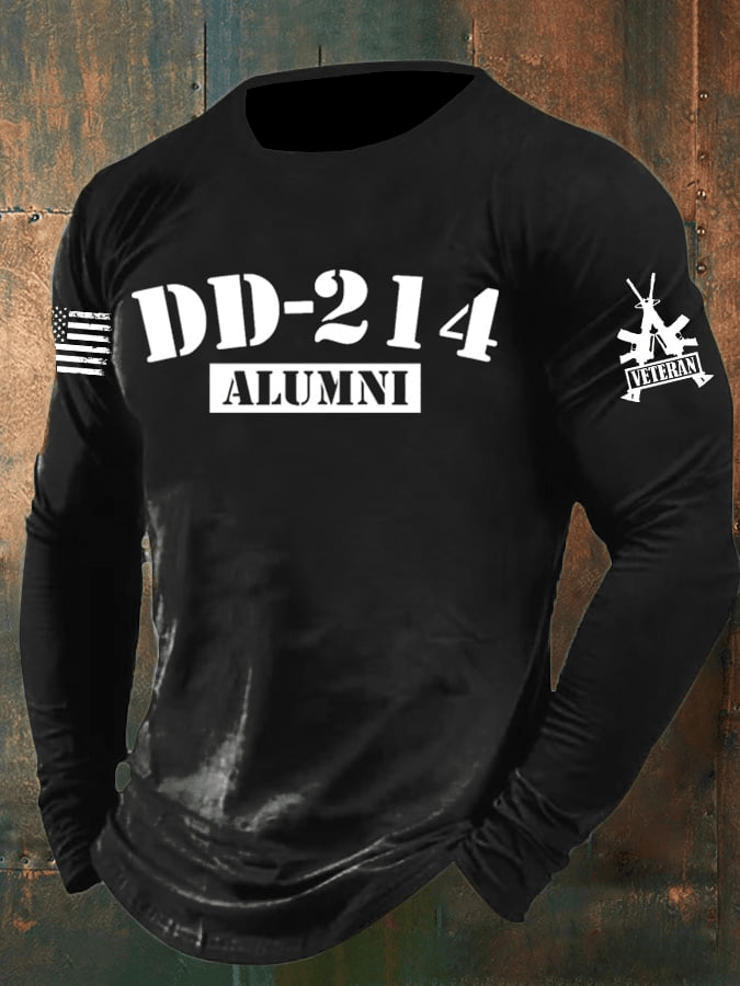 Men's Veteran Vintage Print Long Sleeve T-Shirt Army Navy Air Force Marines Shirt Veterans Day Gift for Men