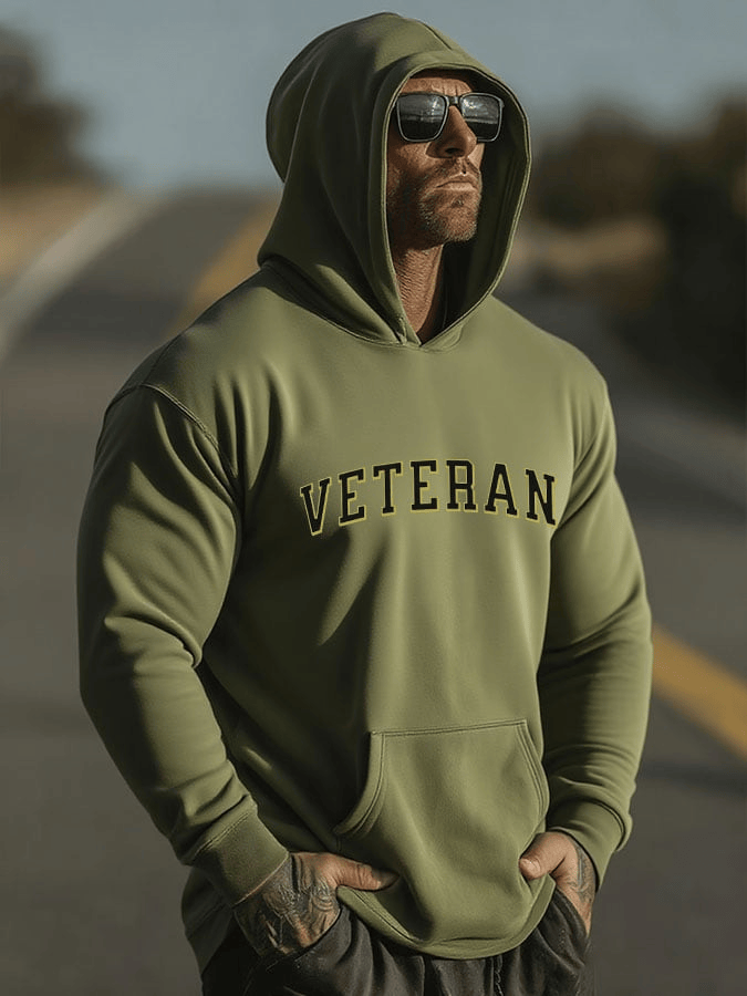 Men's Veterans Print Hoodie USA Patriotic Apparel Unique Veterans Day Gift for Men