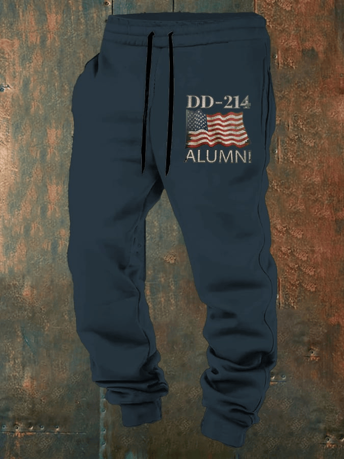 Men's Vintage Dd124 Flag Print Sweatpants Veterans Day Apparel Patriotic Gift for Him
