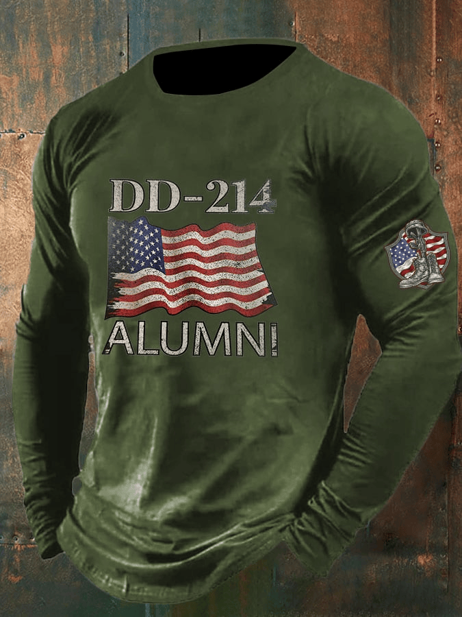 Men's Vintage Dd124 Flag Print T-Shirt Proud Veteran Shirt Veterans Day Apparel
