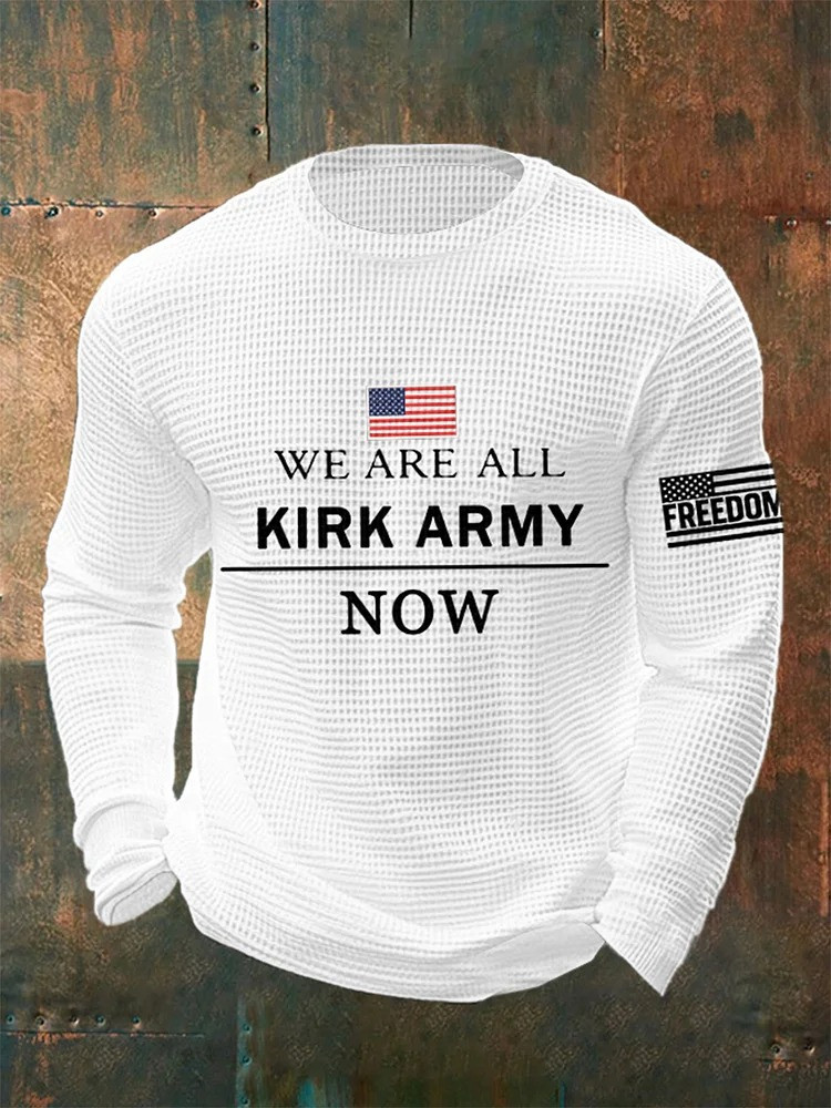 Men's We Are All Charlie Kirk Army Now RIP Waffle Long Sleeve Shirt Best Gift For America Supporters