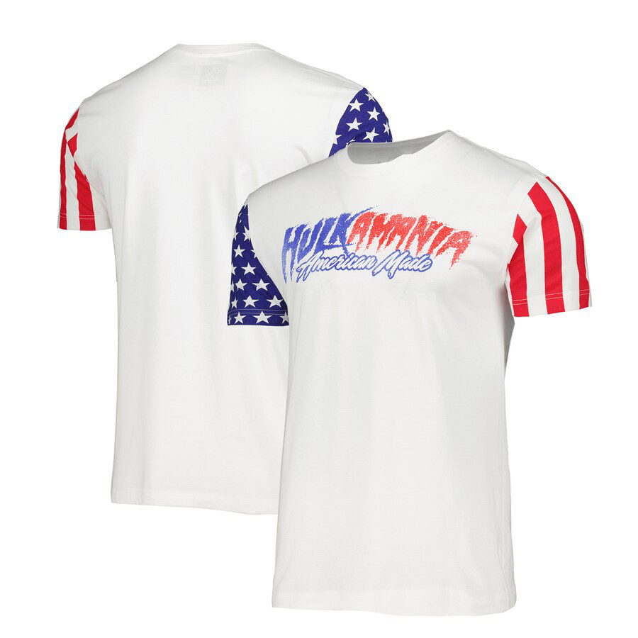 Men's White Hulk Hogan Stars & Stripes T-shirt Merch Gift For Wrestling Lovers