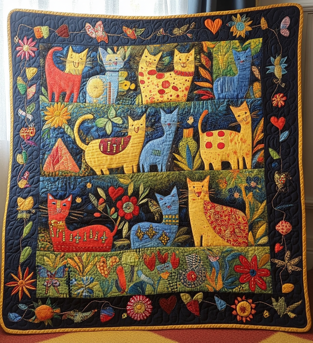 Meow Magic Quilted Blanket Unique Gifts For Cat Lovers