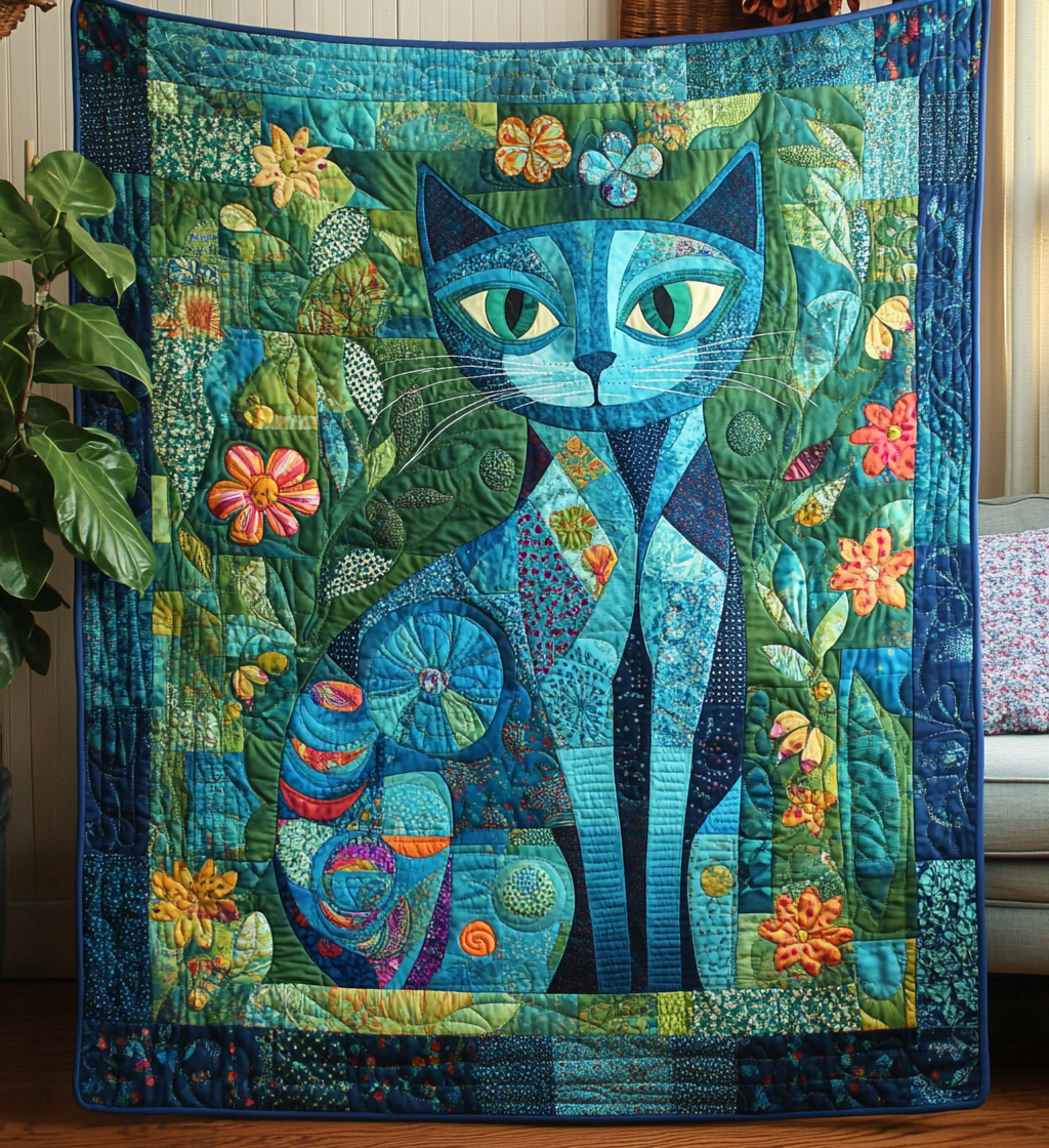 Meow Mosaic Quilted Blanket Cat Gifts For Cat Lovers