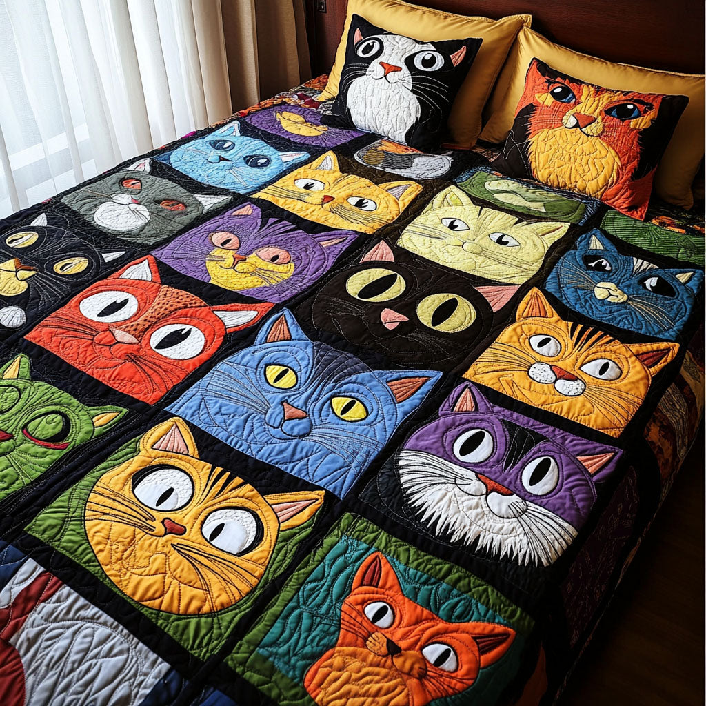 Meow Mosaic Quilted Blanket Presents For Cat Lovers