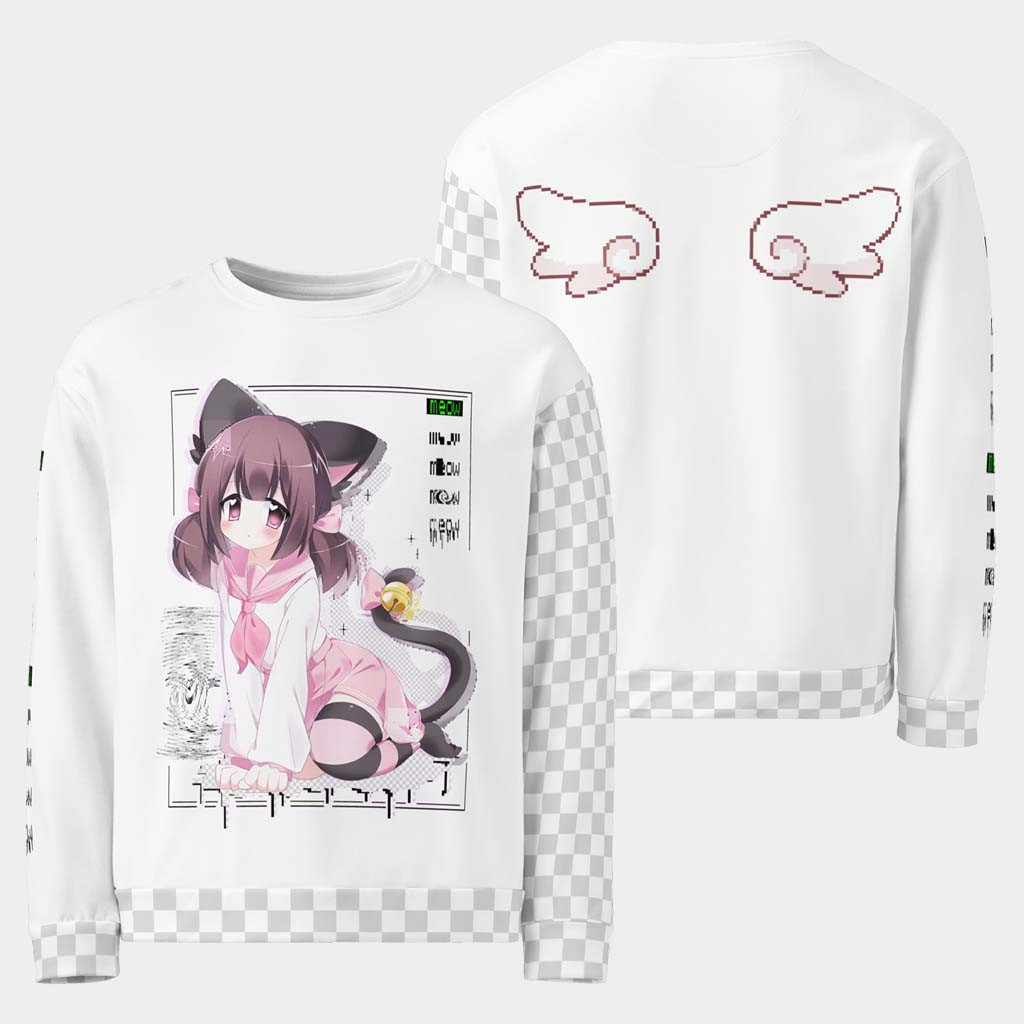 Meowbah Merch Cyber Neko Sweatshirt Birthday Present For Sister Meowbah Merch Cyber Neko Sweatshirt Birthday Present For Sister