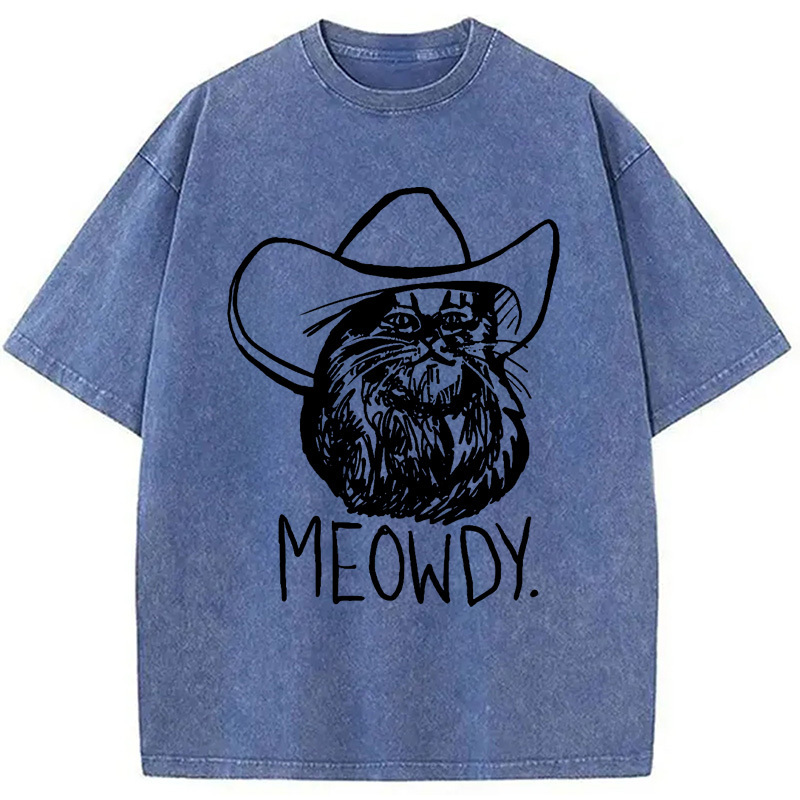 Meowdy Texas Cat Meme Washed T-Shirt Unisex Streetwear Graphic Style Gifts For Sister Meowdy Texas Cat Meme Washed T-Shirt Unisex Streetwear Graphic Style Gifts For Sister