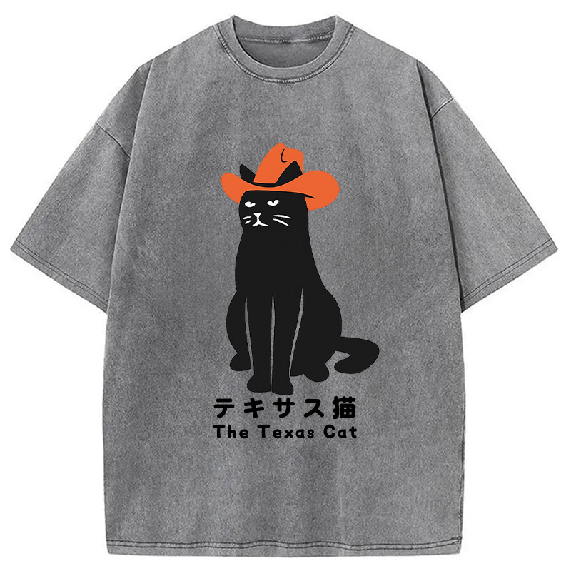 Meowdy The Texas Cat Washed T-Shirt Classic Graphic Fashion Tee Gifts For Sister