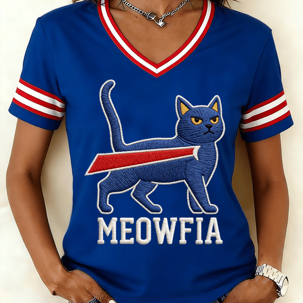 Meowfia Football V-Neck Shirt Buffalo Bills Clothes Football Gift For Women