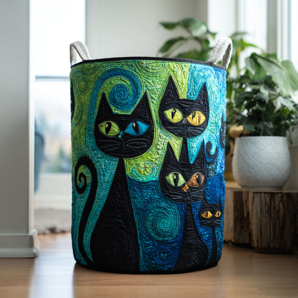 Meowgical Moments Quilted Laundry Basket Summer Merch Vibes