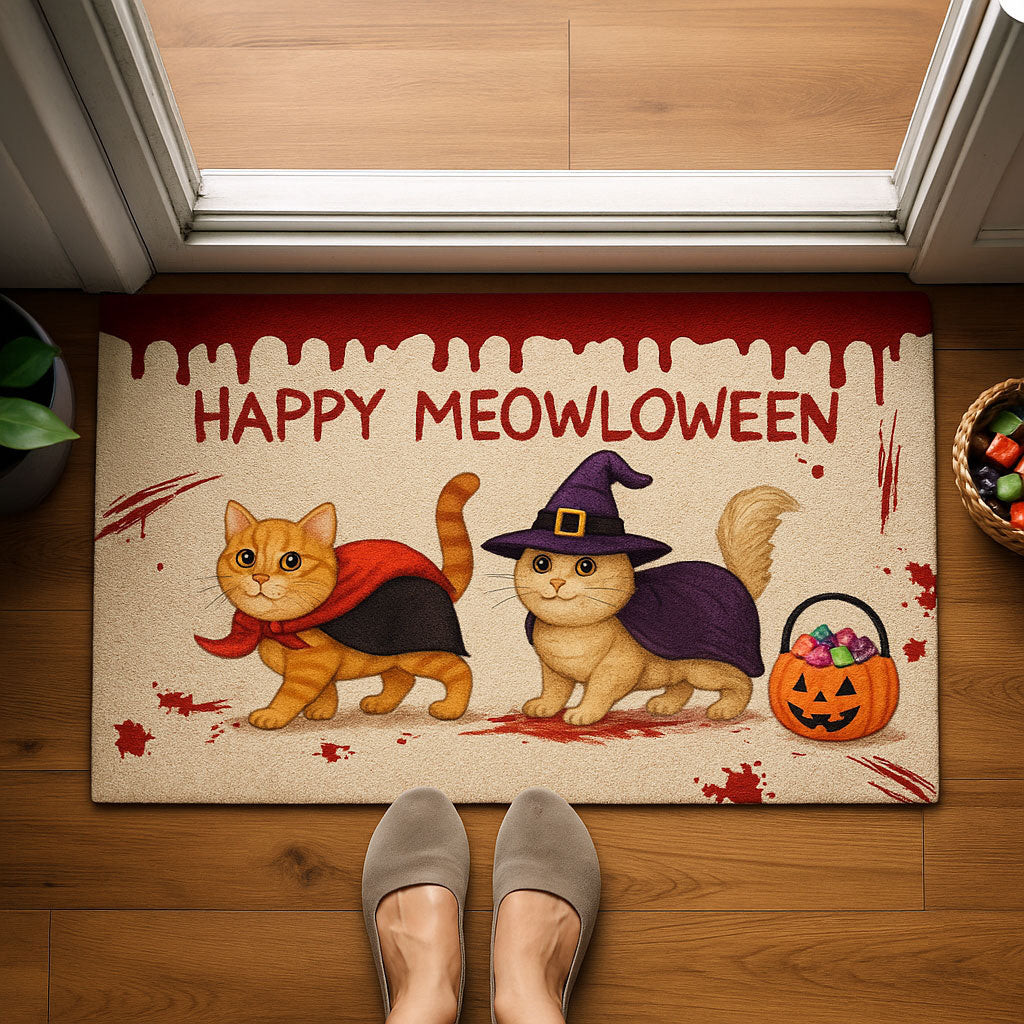 Meowloween Doormat Best Decoration Gift For Friends and Family on Halloween Day