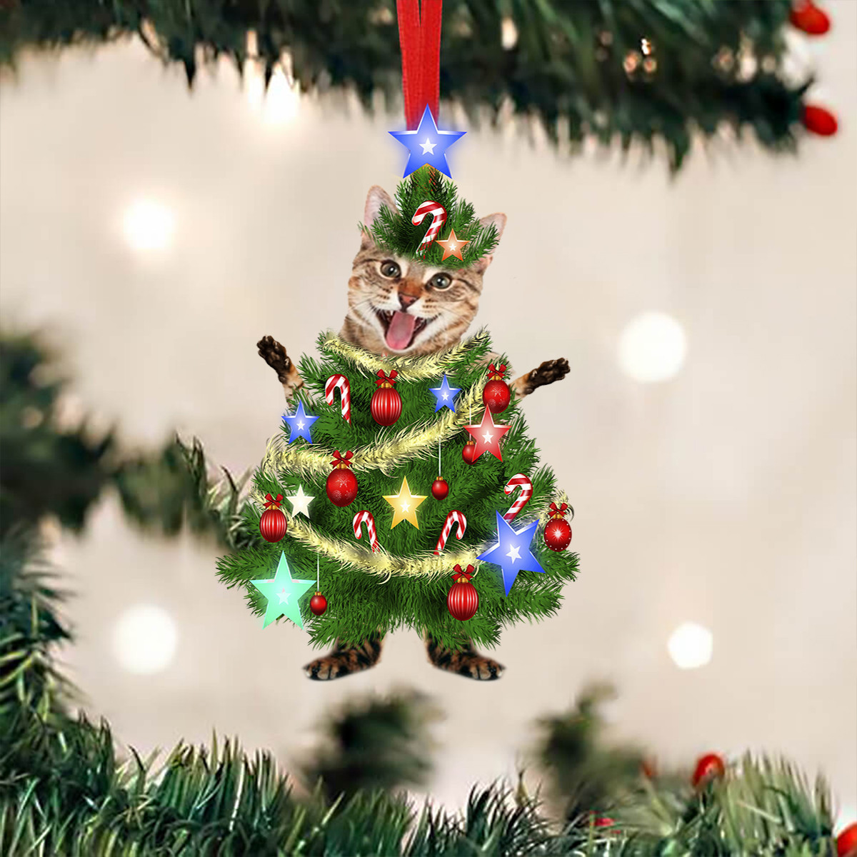 Meowy Catmas Ornament Funny Christmas Tree Ornaments Christmas Gifts For Cat Lovers
