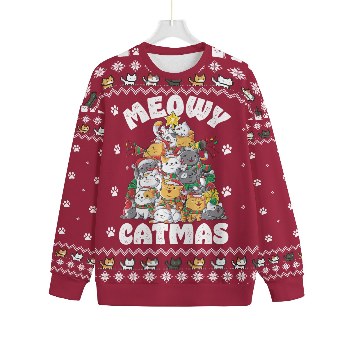 Meowy Catmas Plus Size Ugly Christmas Sweater Warm Winter Merch Gift for Someone You Love