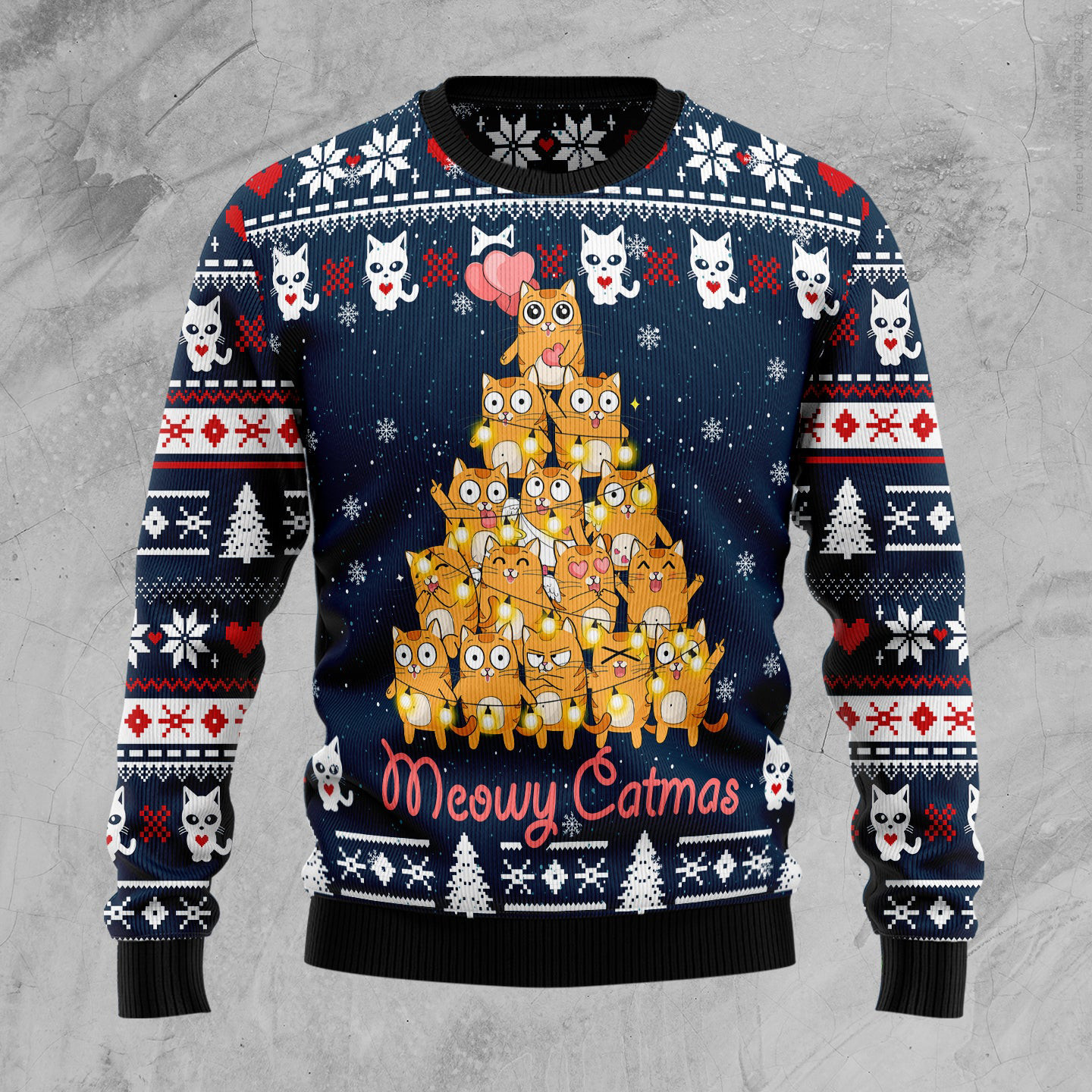 Meowy Catmas Ugly Christmas Sweater Animal Themed Christmas Gifts For Cat Owners