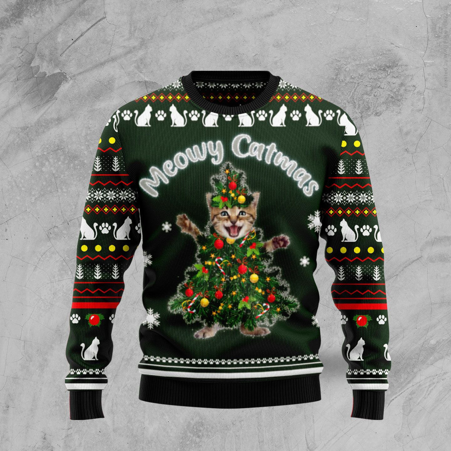 Meowy Catmas Ugly Christmas Sweater Winter Clothing Kitty Lover Christmas Gifts