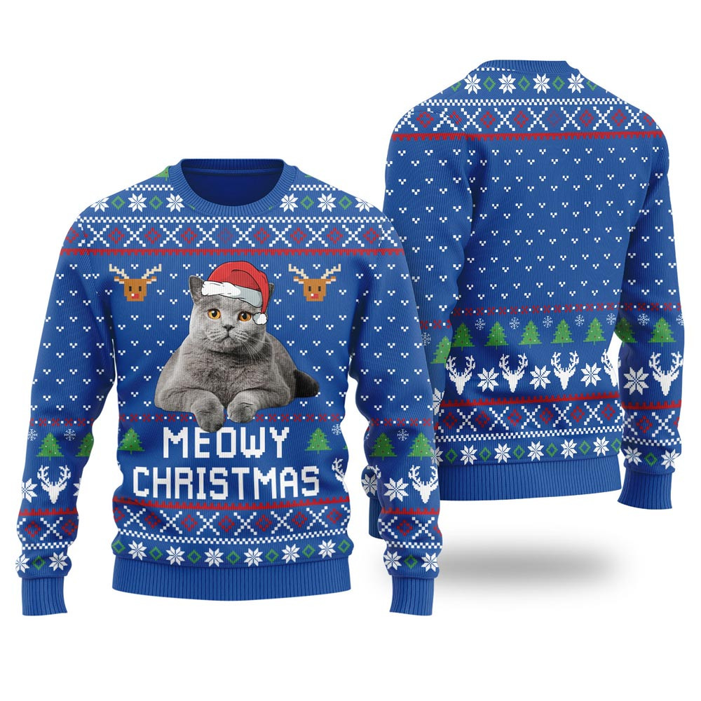 Meowy Christmas Custom Cat Christmas Sweater Royal Christmas Sweaters For Men