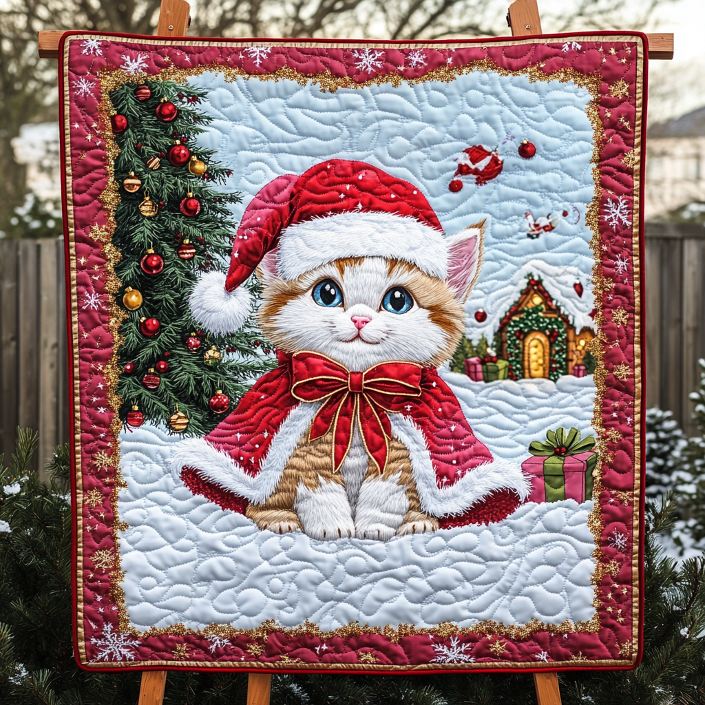 Meowy Christmas Delight Quilted Blanket Christmas Presents For Cat Lovers