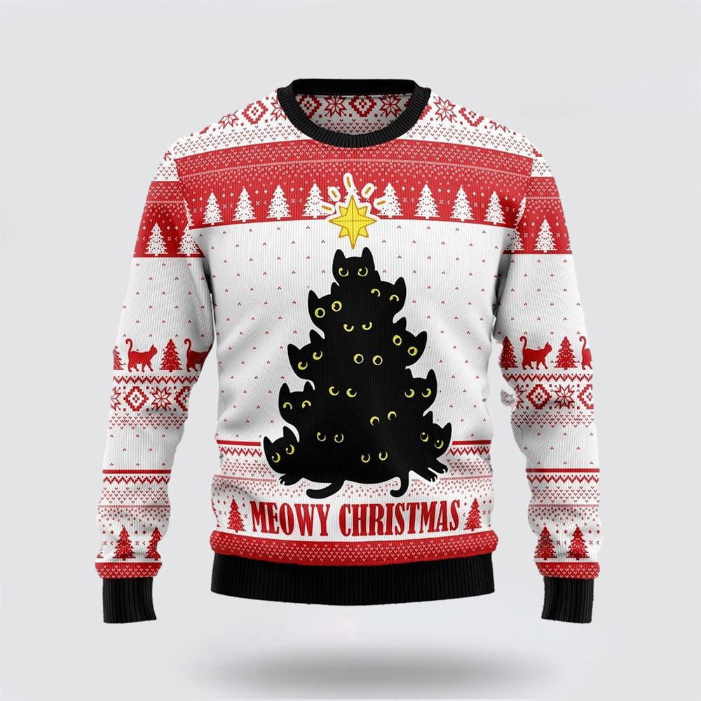Meowy Christmas Funny Family Ugly Christmas Sweater Christmas Unisex Sweater Funny Christmas Sweater