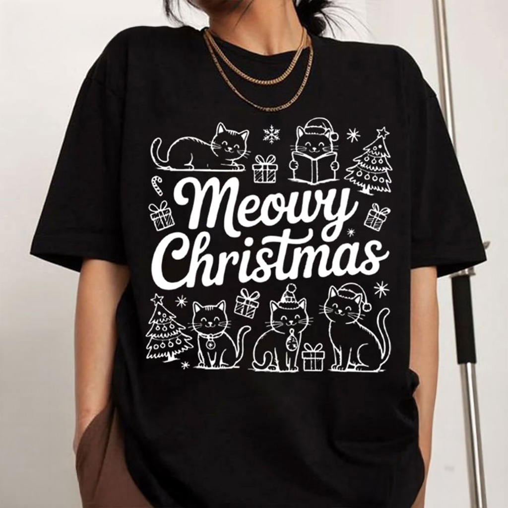 Meowy Christmas Holiday Winter T-Shirt Christmas Gifts For Girlfriend Cat Lovers Gifts Meowy Christmas Holiday Winter T-Shirt Christmas Gifts For Girlfriend Cat Lovers Gifts