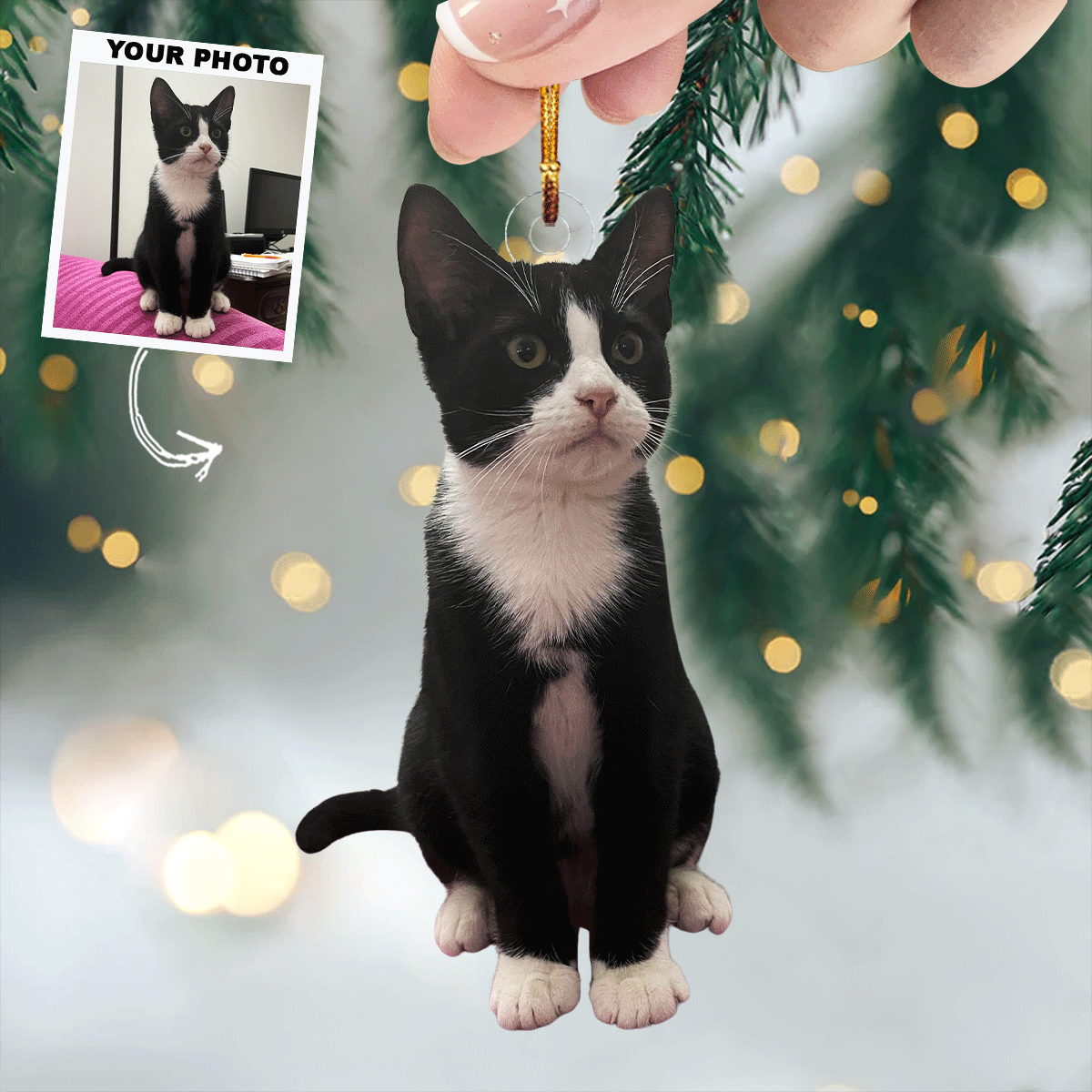 Meowy Christmas Personalized Photo Mica Ornament Christmas Gift For Pet Lovers Dog Lov