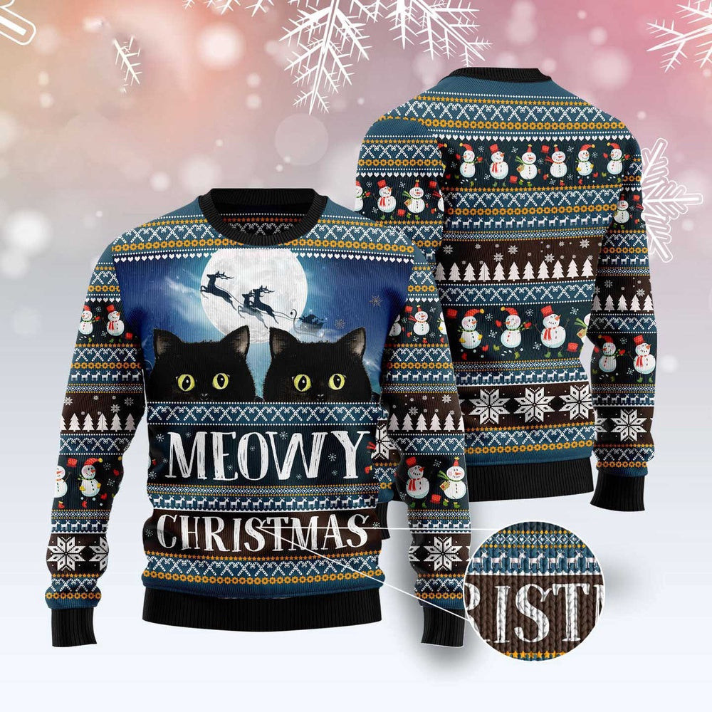 Meowy Christmas Ugly Christmas Sweater Funny Ugly Christmas Sweater Gifts For Couples