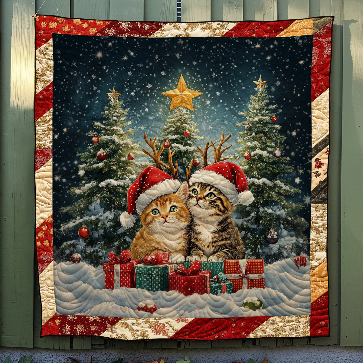 Meowy Festive Quilted Blanket Best Gifts For Cat Lovers