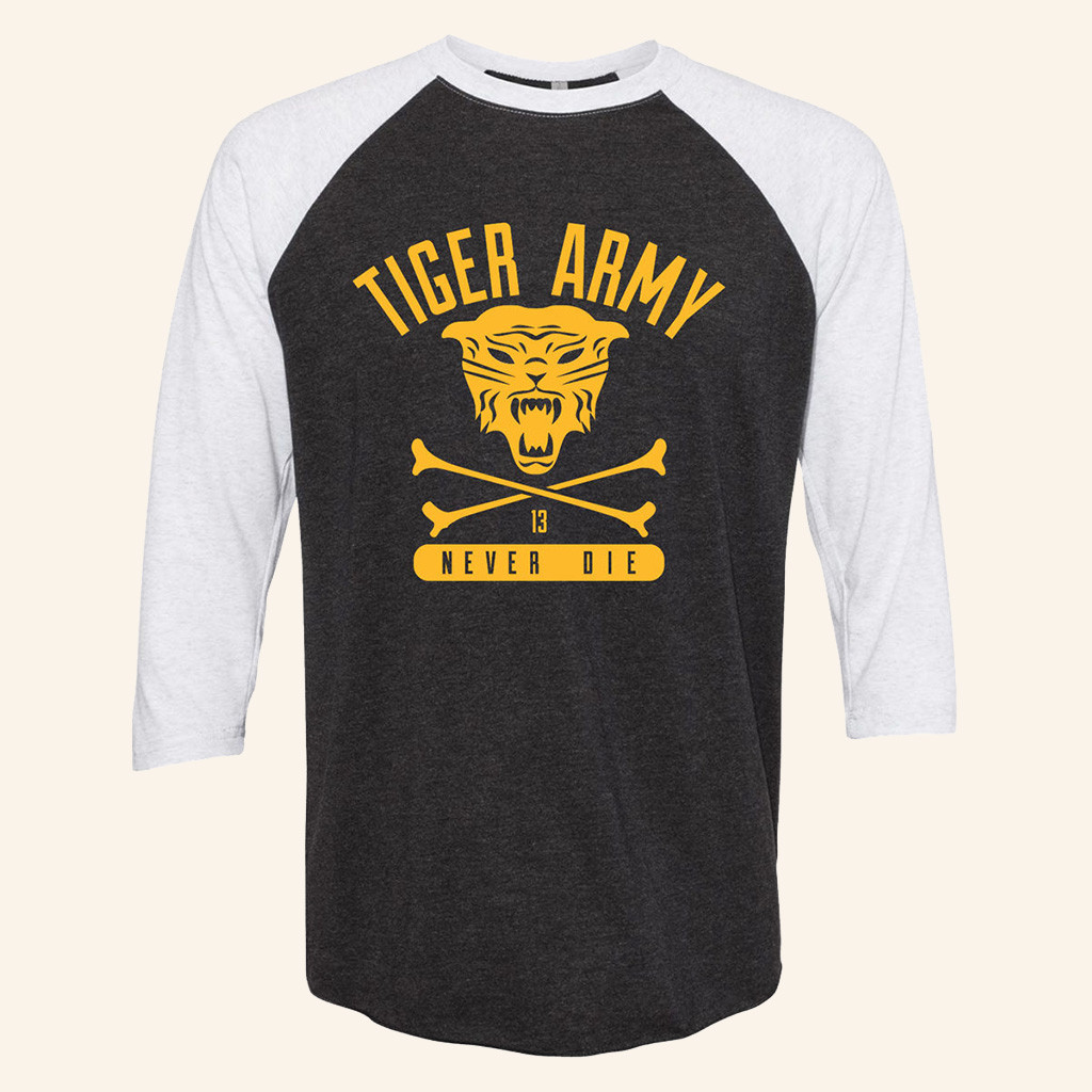 Merch Connection T-Shirt Tiger Army Crossbones Raglan Shirt Christmas Present For Husband