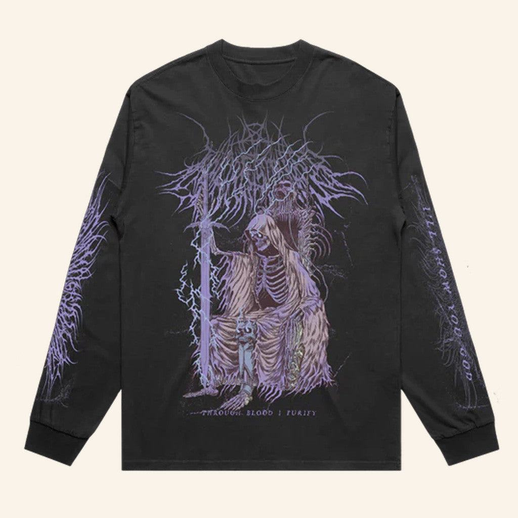 Merch Warfare Merch Skeleton King Black Long Sleeve T-Shirt Gifts For Dad Merch Warfare Merch Skeleton King Black Long Sleeve T-Shirt Gifts For Dad