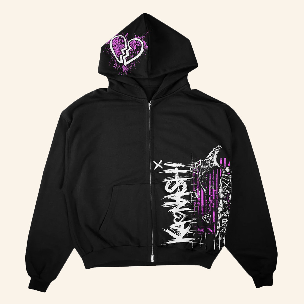 Merchnow Merch Kaonashi Heart Black Zip Up Hoodie Christmas Presents For Her