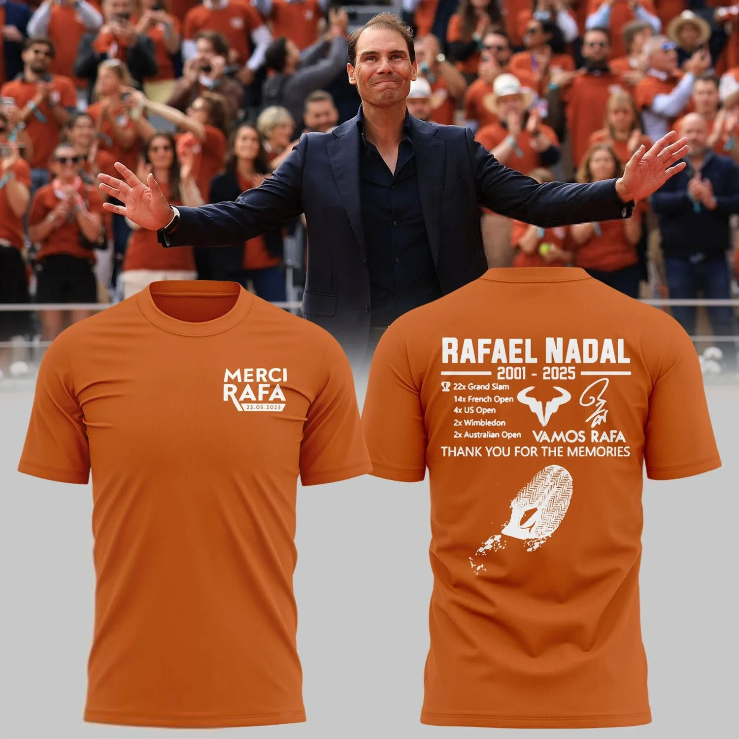 Merci RAFA 21 Rafael Nadal 2025 T-Shirt Gifts For Tennis Fans