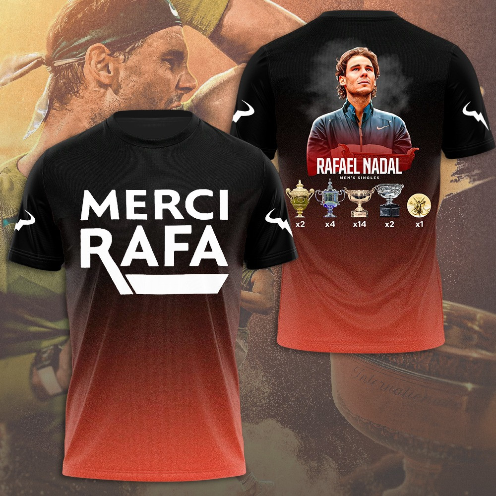 Merci Rafael Nadal Men's Singles T-Shirt Cool Gifts For Fan Lovers