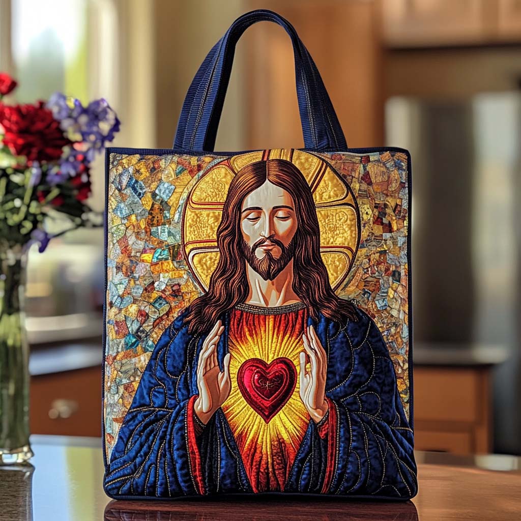 Merciful Savior Touch Quilted Tote Bag Gifts For Christian Girlfriend