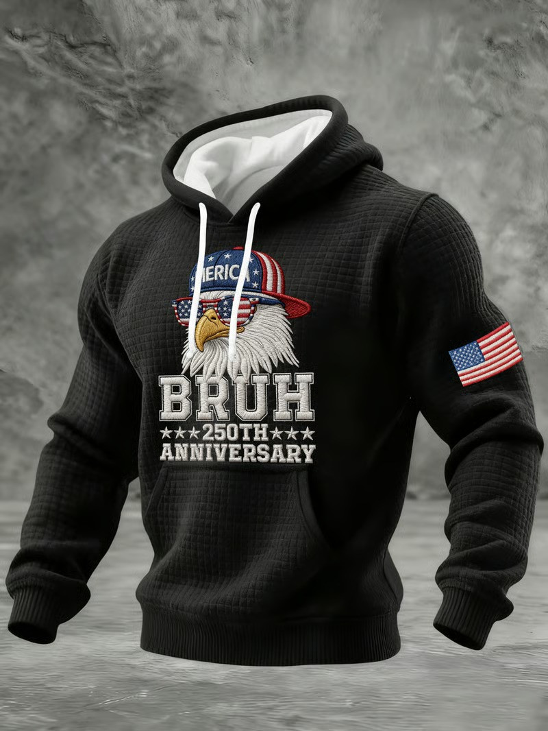 Merica Bruh 250th Anniversary Patriotic Eagle Hoodie USA Independence Semiquincentennial Gift For Dad