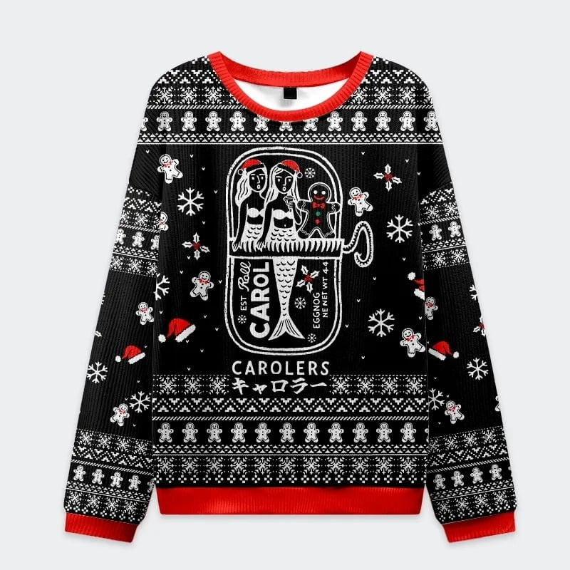 Mermaid And Gingerbread Man Ugly Christmas Sweater Funny Xmas Apparel Gifts For Him