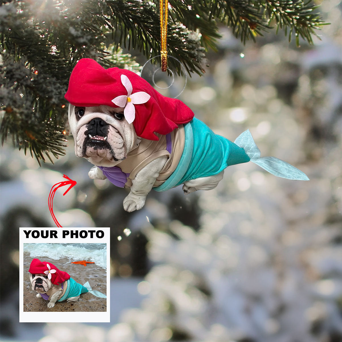 Mermaid Dog Personalized Photo Mica Ornament Gift For Dog Lovers Pet Lovers Dog Mom Do