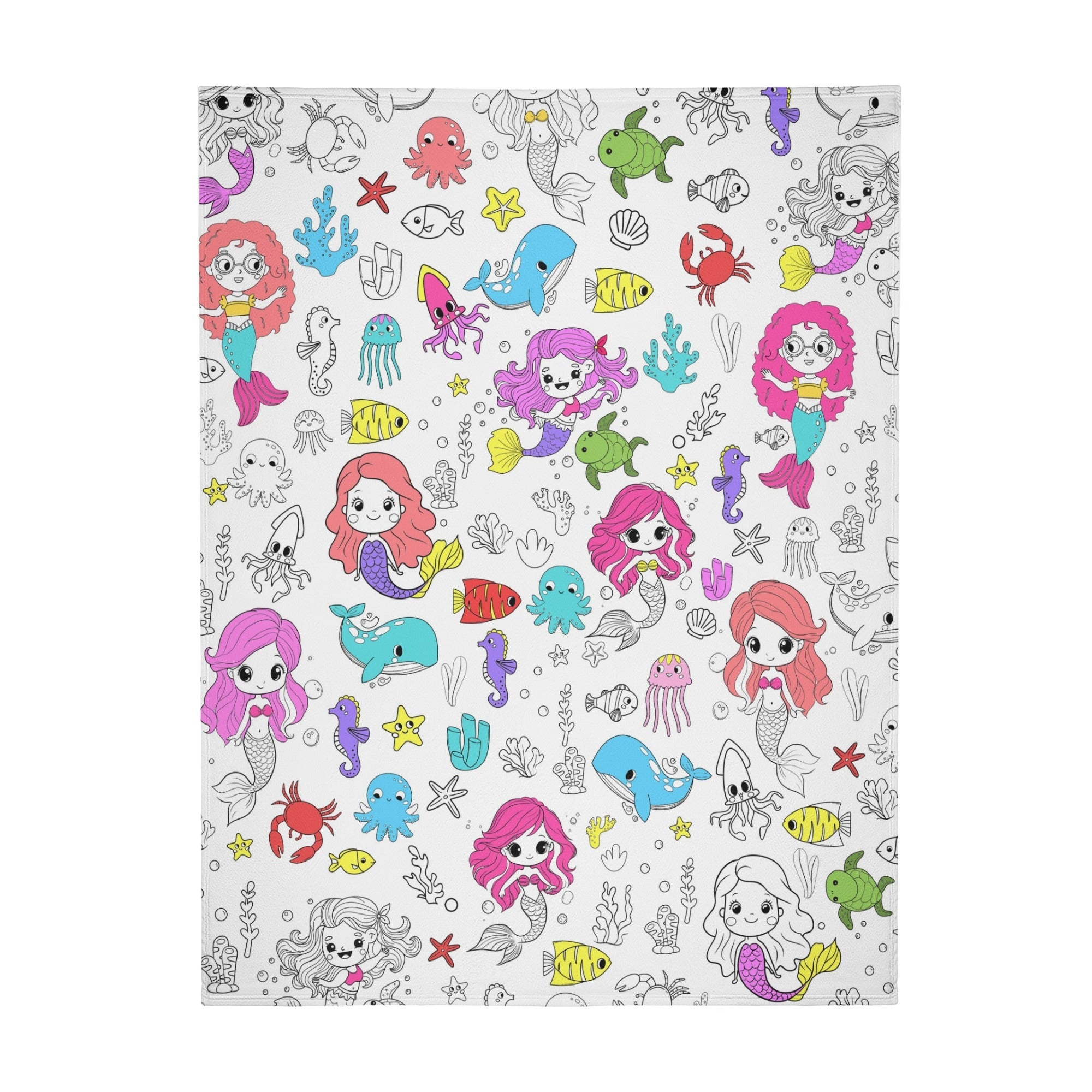 Mermaid Doodle Blanket- Gift for Kids Mermaid Doodle Blanket- Gift for Kids
