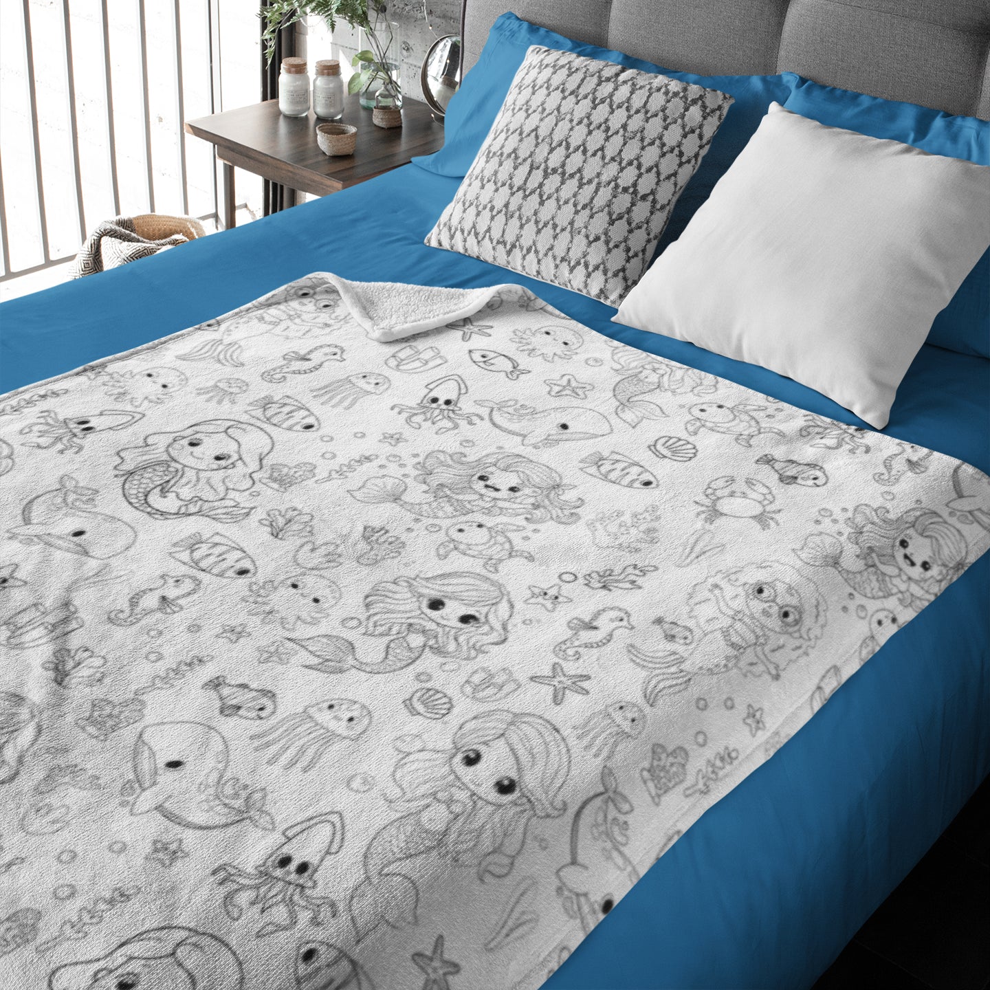 Mermaid Doodle Blanket- Gift for Kids Mermaid Doodle Blanket- Gift for Kids