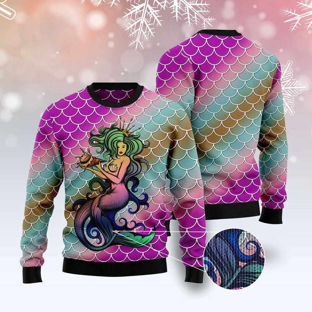 Mermaid Light Ugly Christmas Sweater Funny Ugly Christmas Sweater Gifts For Couples