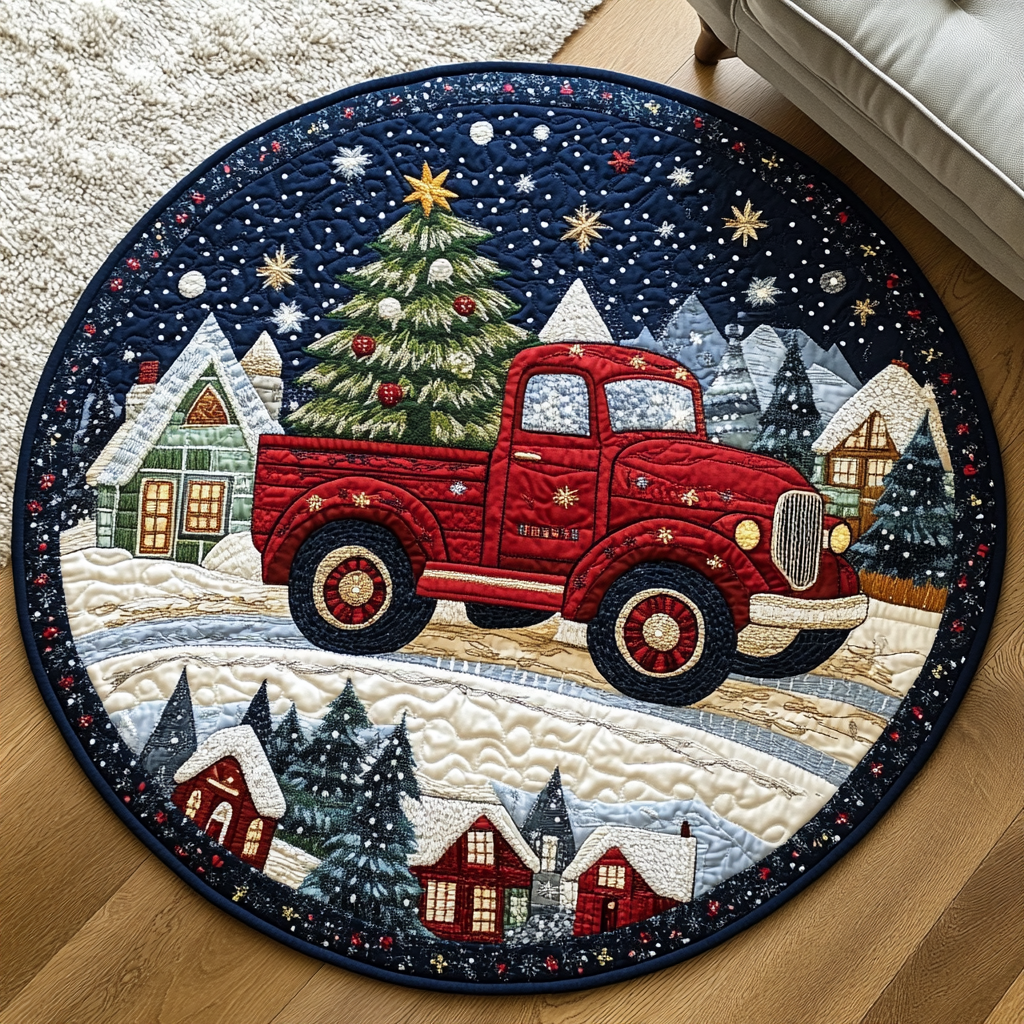 Merry and Bright Quilted Round Mat Outdoor Decor Great Secret Santa Gifts