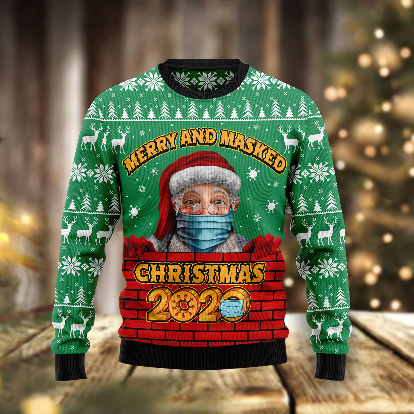Merry And Masked Ugly Christmas Sweater Santa Christmas Sweater Gifts For Him